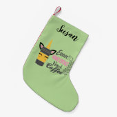 Selbst Einhörner brauchen Kaffee-Party Kleiner Weihnachtsstrumpf (Vorderansicht (hängend))