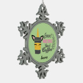 Selbst Einhörner brauchen Kaffee Schneeflocken Zinn-Ornament (Links)