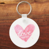 Selbst-Esteem-Liebe Sie selbst Typografie Herz Schlüsselanhänger (Vorderseite)