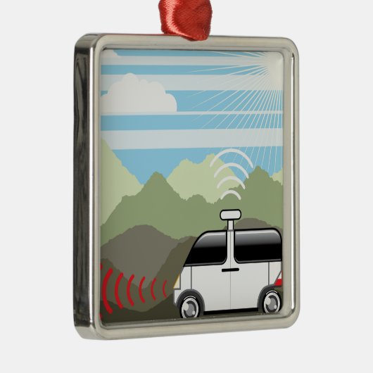 Selbst-Fahren des Autos. Driverless Auto Silbernes Ornament (Rechts)