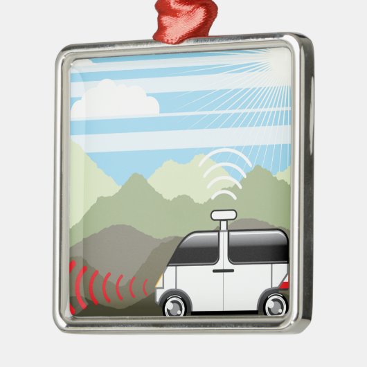 Selbst-Fahren des Autos. Driverless Auto Silbernes Ornament (Links)
