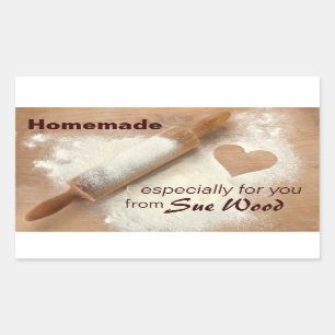 Selbst gemacht mit Herz-kundenspezifischen Rechteckiger Aufkleber