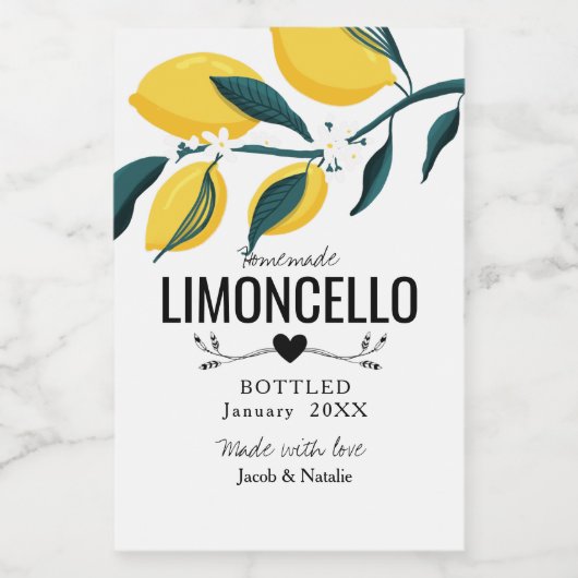 selbst gemachte Limoncello Gastgeschenk Hochzeit L Weinetikett (Einzelnes Label)