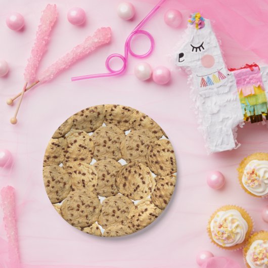 Selbst gemachte Schokoladensplitter-Plätzchen Pappteller (Party)