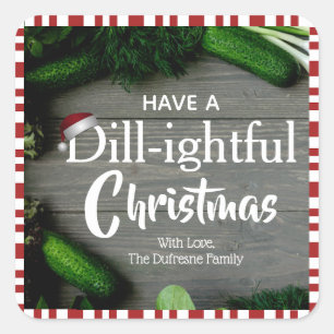 Selbst gemachter Weihnachtsessiggurken-Aufkleber Quadratischer Aufkleber