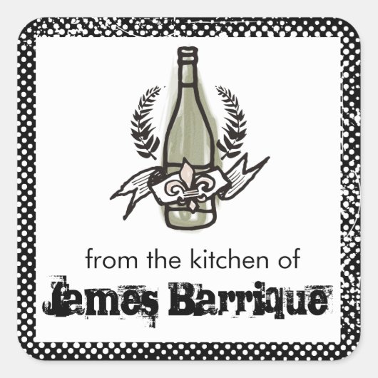 Selbst gemachter Wein des kundenspezifischen Quadratischer Aufkleber (Vorderseite)