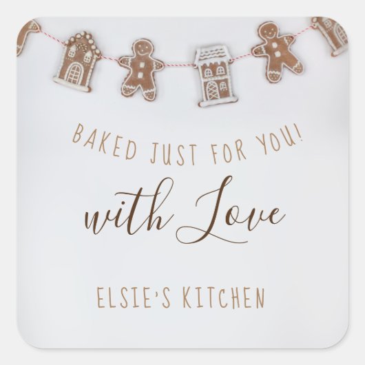 selbst gemachtes Cookie | Brot | Etikett für Backw Quadratischer Aufkleber (Vorderseite)