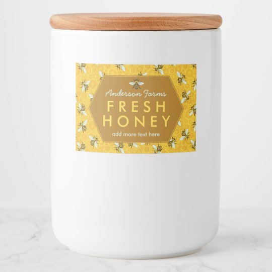 Selbst Gemachtes Honig Glas Beschriftet Bienen Lebensmitteletikett Zazzle De