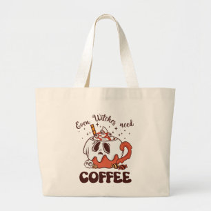 Selbst Hexen brauchen Kaffee Jumbo Stoffbeutel