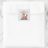 Selbst Hexen brauchen Kaffee Quadratischer Aufkleber (Tasche)