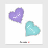 Selbst Liebe in Lila und Aquamarinen Herzen Aufkleber (Blatt)