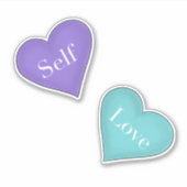 Selbst Liebe in Lila und Aquamarinen Herzen Aufkleber (Vorderseite)