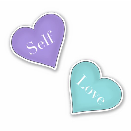 Selbst Liebe in Lila und Aquamarinen Herzen Aufkleber (Vorderseite)