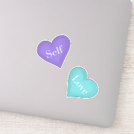 Selbst Liebe in Lila und Aquamarinen Herzen Aufkleber