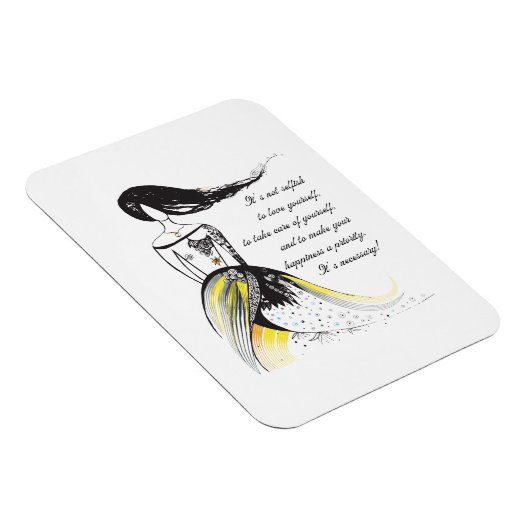 Selbst-LIEBE inspirierend illustrierte Dame Zitat Magnet (Rechte Seite)