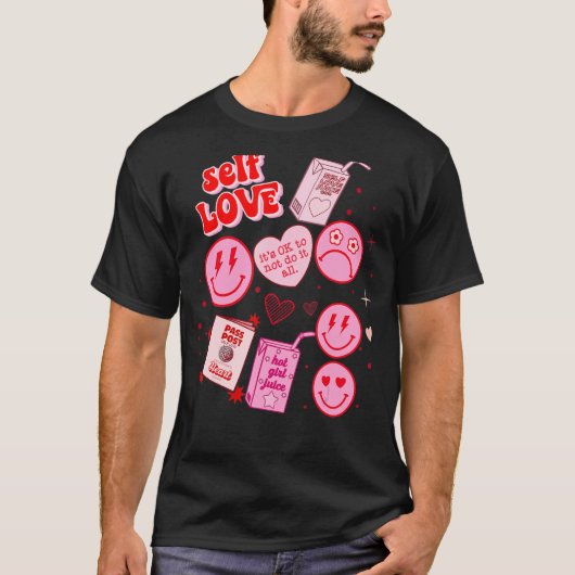 Selbst Liebe Retro Valentine's Day Happy Gesicht B T-Shirt (Vorderseite)