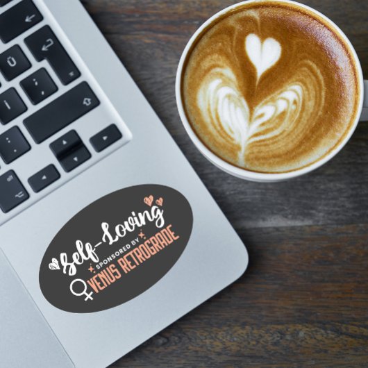 Selbst-Liebe Schwarz Ovaler Aufkleber