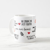 Selbst-Liebe und Inspiration-Tasse Kaffeetasse (Vorderseite Links)