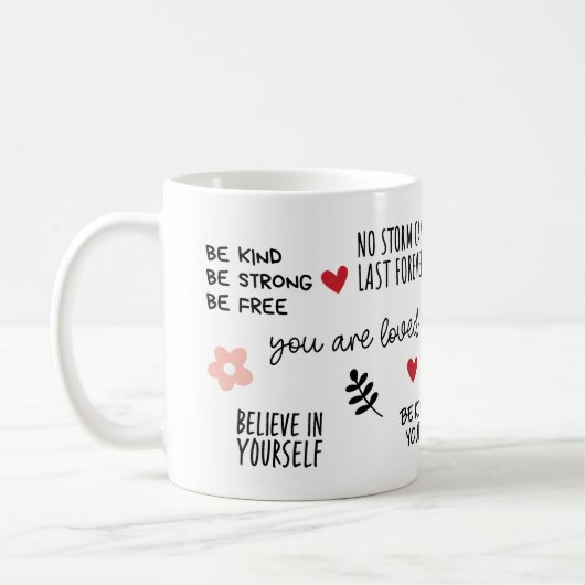 Selbst-Liebe und Inspiration-Tasse Kaffeetasse (Links)