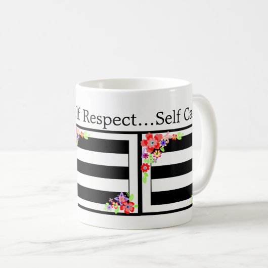 "Selbst Liebe" wunderschöne Blumenmotivation Tasse (VorderseiteRechts)