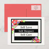 "Selbst Liebe" wunderschöne Blumenpostkarte. Postkarte (Vorne/Hinten)