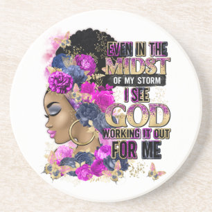 Selbst mitten in meinem Sturm sehe ich Gott arbeit Getränkeuntersetzer