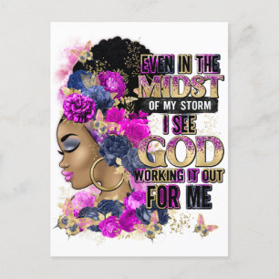 Selbst mitten in meinem Sturm sehe ich Gott arbeit Postkarte