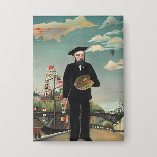 Selbst: Porträt – Landschaft, Henri Rousseau 1890 Button