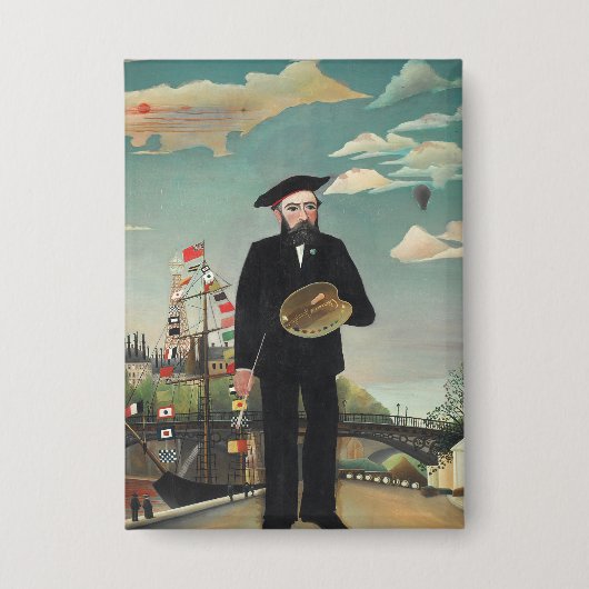 Selbst: Porträt – Landschaft, Henri Rousseau 1890 Button (Vorderseite)