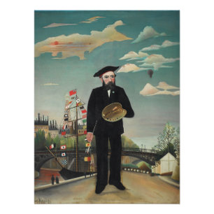 Selbst: Porträt – Landschaft, Henri Rousseau 1890 Poster