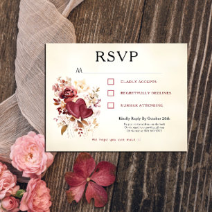 Selbstadressierte RSVP Burgunder & Cremegeschmackv Postkarte