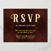 Selbstadressierte RSVP Vintage Burgunder Rot Gold