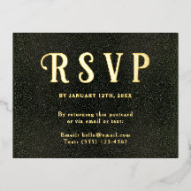 Selbstadressierte RSVP Vintage Dunkelgrün Gold
