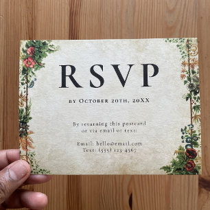 Selbstadressierte RSVP Vintage-Garten Cottagecore Postkarte