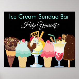 Selbstbedienungs-Eisbecher-Bar-Poster Poster