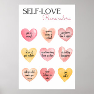 Selbstbejahungen Liebe rosa Herzen Poster