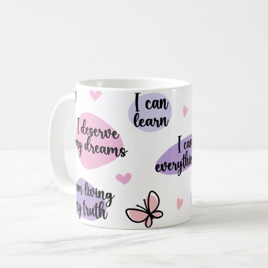 Selbstbestimmung als tägliche Erinnerung Kaffeetasse (Vorderseite Links)