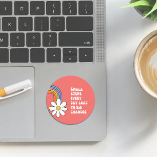 Selbstbewegungssticker mit Daisy & Rainbow Runder Aufkleber