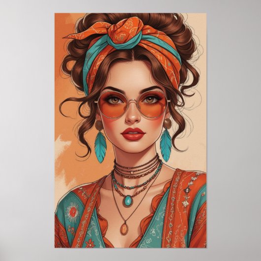 Selbstbewusste Boho-Frau Poster (Vorne)