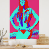 selbstbewusstes rotes Bikini-Girl-Poster Poster (Küche)