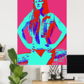 selbstbewusstes rotes Bikini-Girl-Poster Poster (Heimbüro)