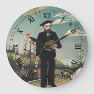 Selbstbildnis im Landschaftsformat 1890, Henri Rou Große Wanduhr