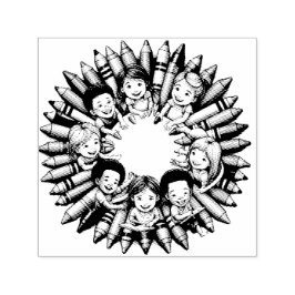 Selbstfärbende Kindereinlage in einem Crayo-Kreis Permastempel