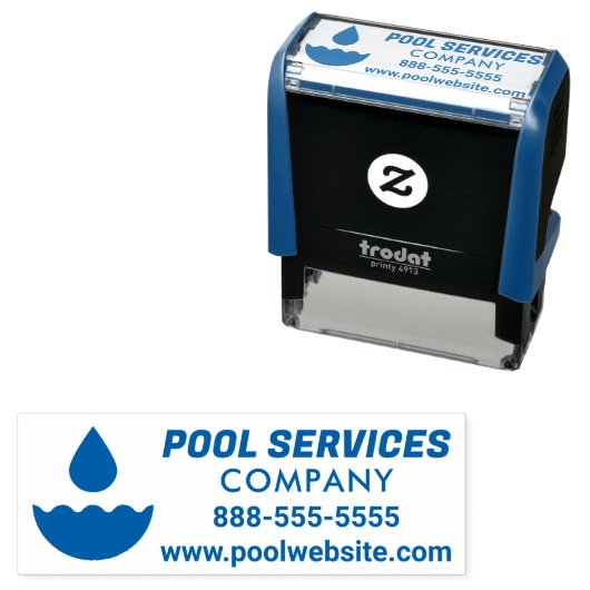 Selbstfarbige Briefmarke von Pool Services Permastempel (Beispiel)