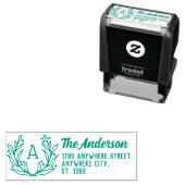 Selbstfarbige Rücksendeadresse Briefmarke mit Kran Permastempel (Beispiel)