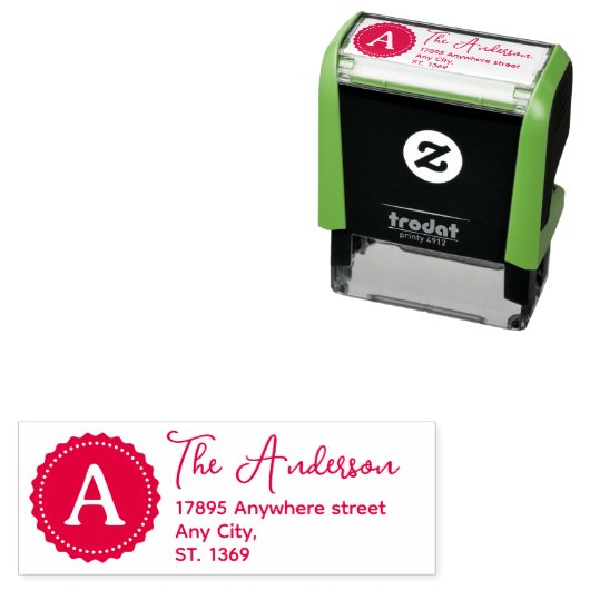 Selbstfarbige Rücksendeadresse Briefmarke mit Mono Permastempel (Beispiel)