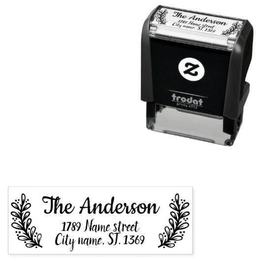 Selbstfarbige Rücksendeadresse Briefmarke mit Pfla Permastempel (Beispiel)