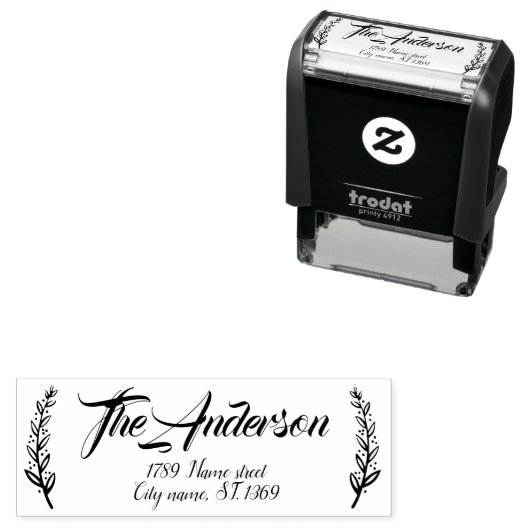 Selbstfarbige Rücksendeadresse Briefmarke mit Pfla Permastempel (Beispiel)