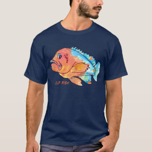 Selbstfisch-Cartoon-Barsch-T - Shirt