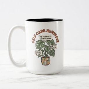 Selbstfürsorge Erinnerung Monstera Pflanze Zweifarbige Tasse